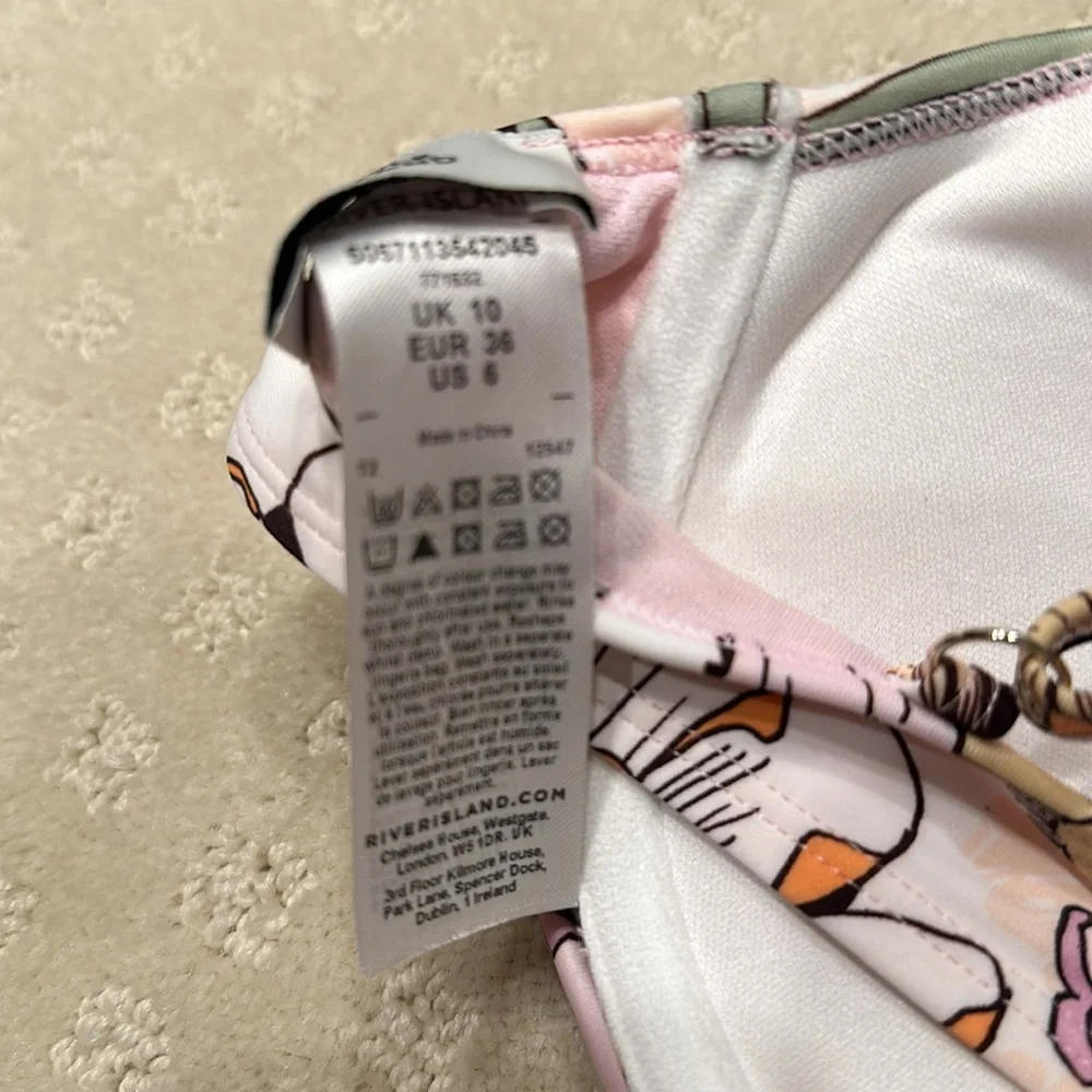 River Island Floral Ladder Trip Bikini Top (White)